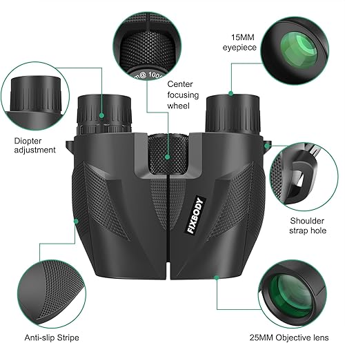 Miniatura 5 de Prismáticos compactos para deportes al aire libre y actividades de ocio, esenciales para adultos y niños, prismáticos de viaje para observación de