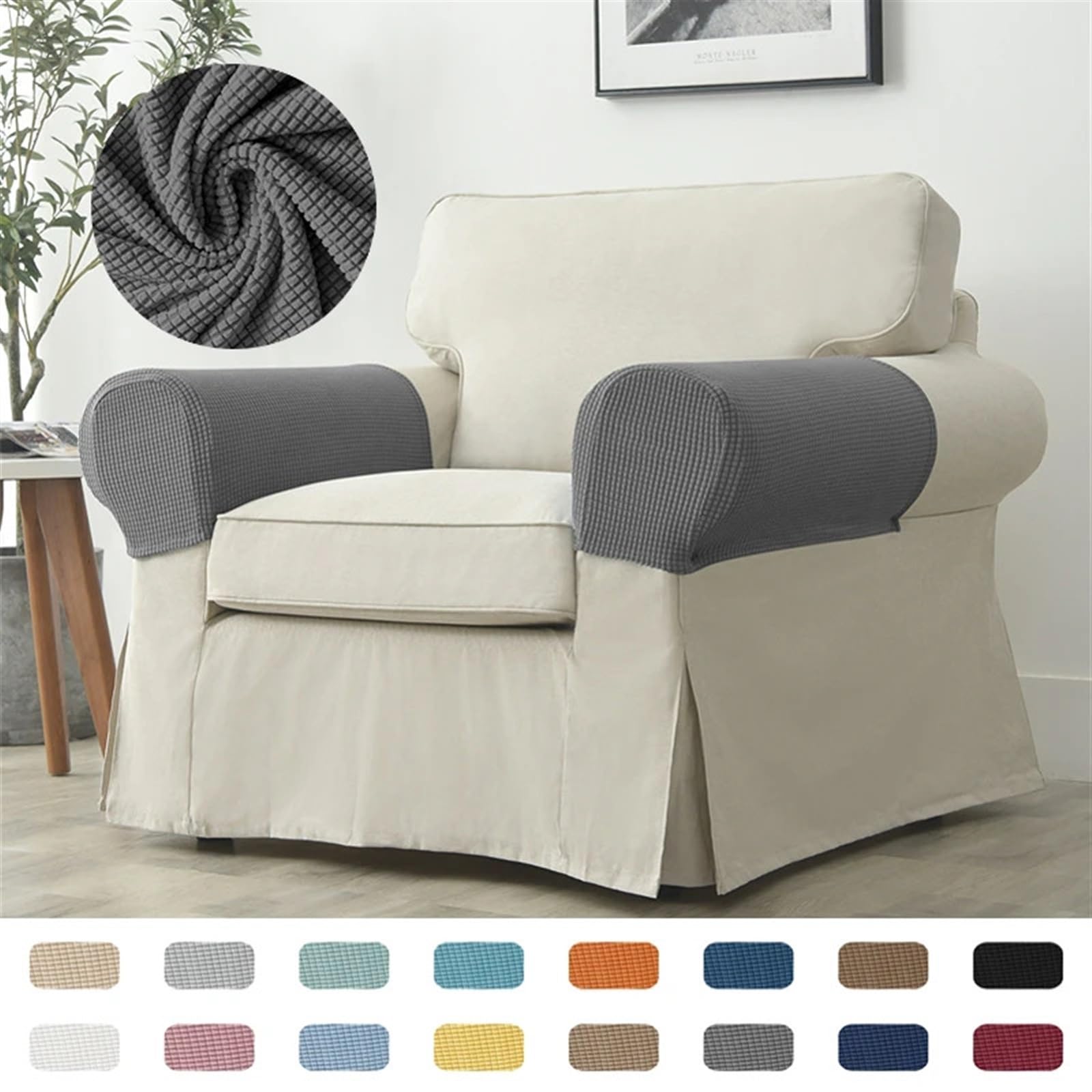 Sofa ArmlehnenbezüGe 2 Teile/Satz Elastische Sofa Armlehne Abdeckung Polar Fleece rutschfeste Couch Stuhl Arm Schutz Stretch Abnehmbare Sofa Arm Schonbezug FüR Couch, Stuhl, Armschutz(Cyan)