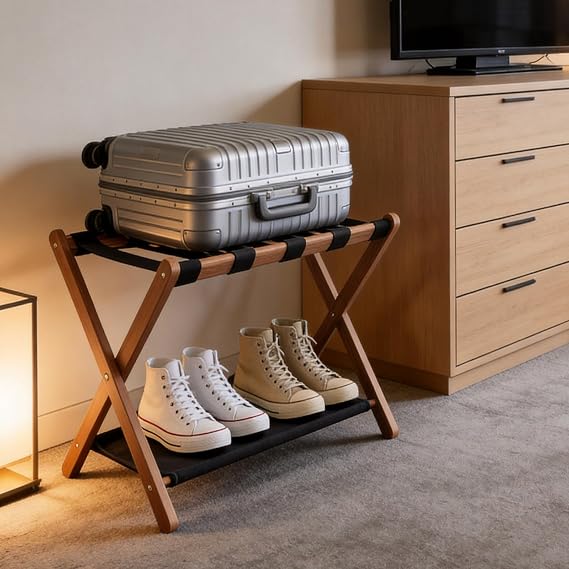 26.77 Full Assembled Luggage Rack, Set of 1 Suitcase Stand for Guest Room