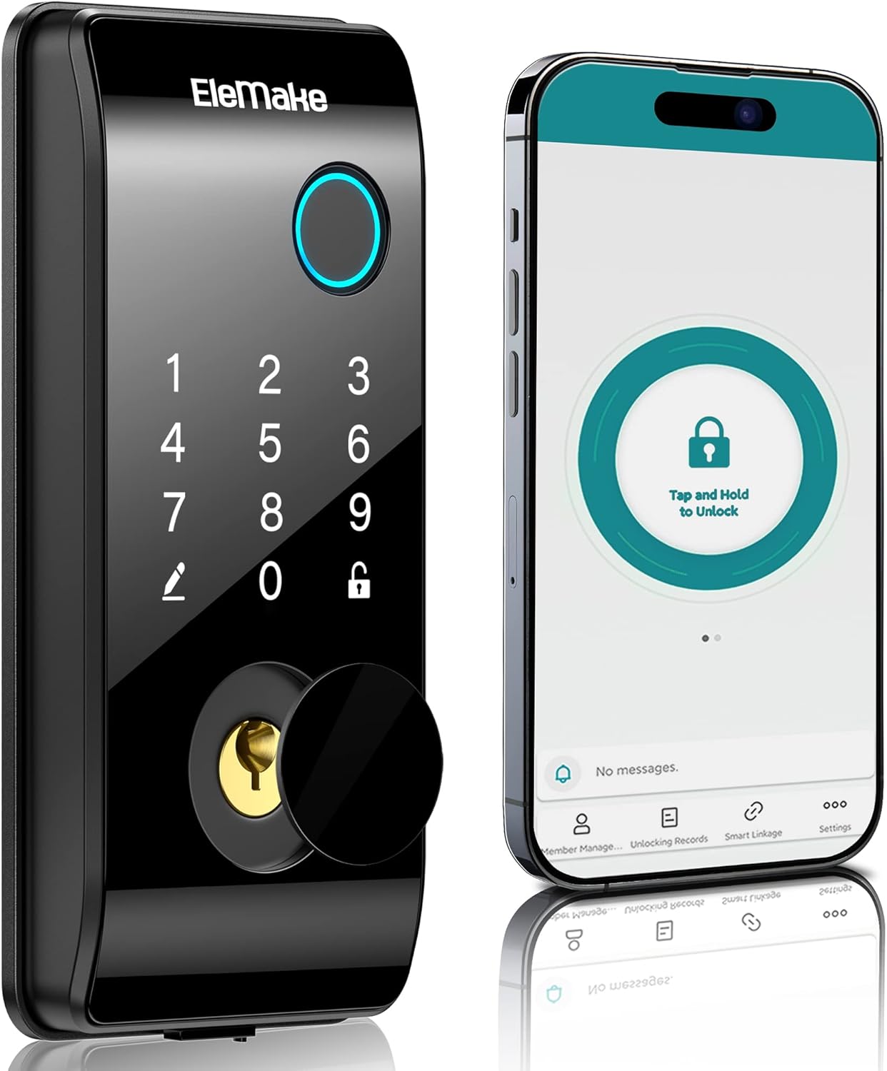 Elemake Smart Deadbolt Fingerprint Door Lock, Keypad Deadbolt Smart