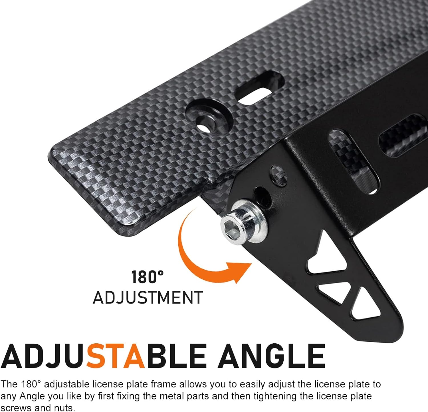 Car License Plate Mount, Adjustable Flip Up License Plate Relocator Bracket, Stable Car Front/Rear License Plate Holder, Universal Racing Style Modification Accessories (Carbon Fiber)