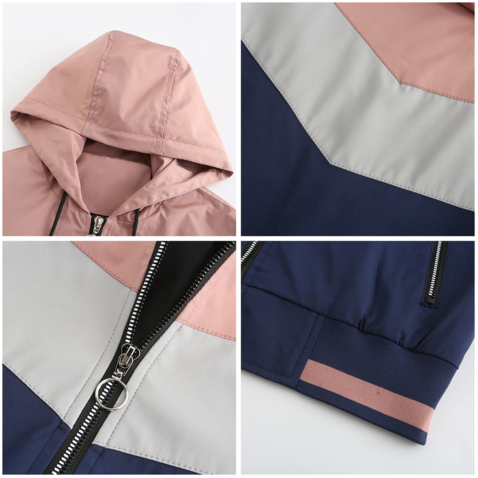 Vestes de Pluie pour Femmes Manteau de Pluie à Capuche Légers et Imperméables pour la Randonnée Cyclisme Course à Pied