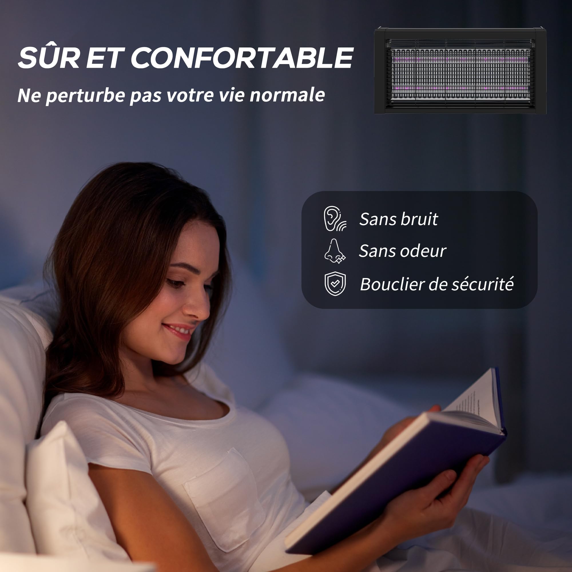 HOMCOM Lampe LED Anti Insectes Puissant 8W, Anti Moustique Efficace pour intérieur, pièce jusqu'à 60m², à Poser ou à Suspendre