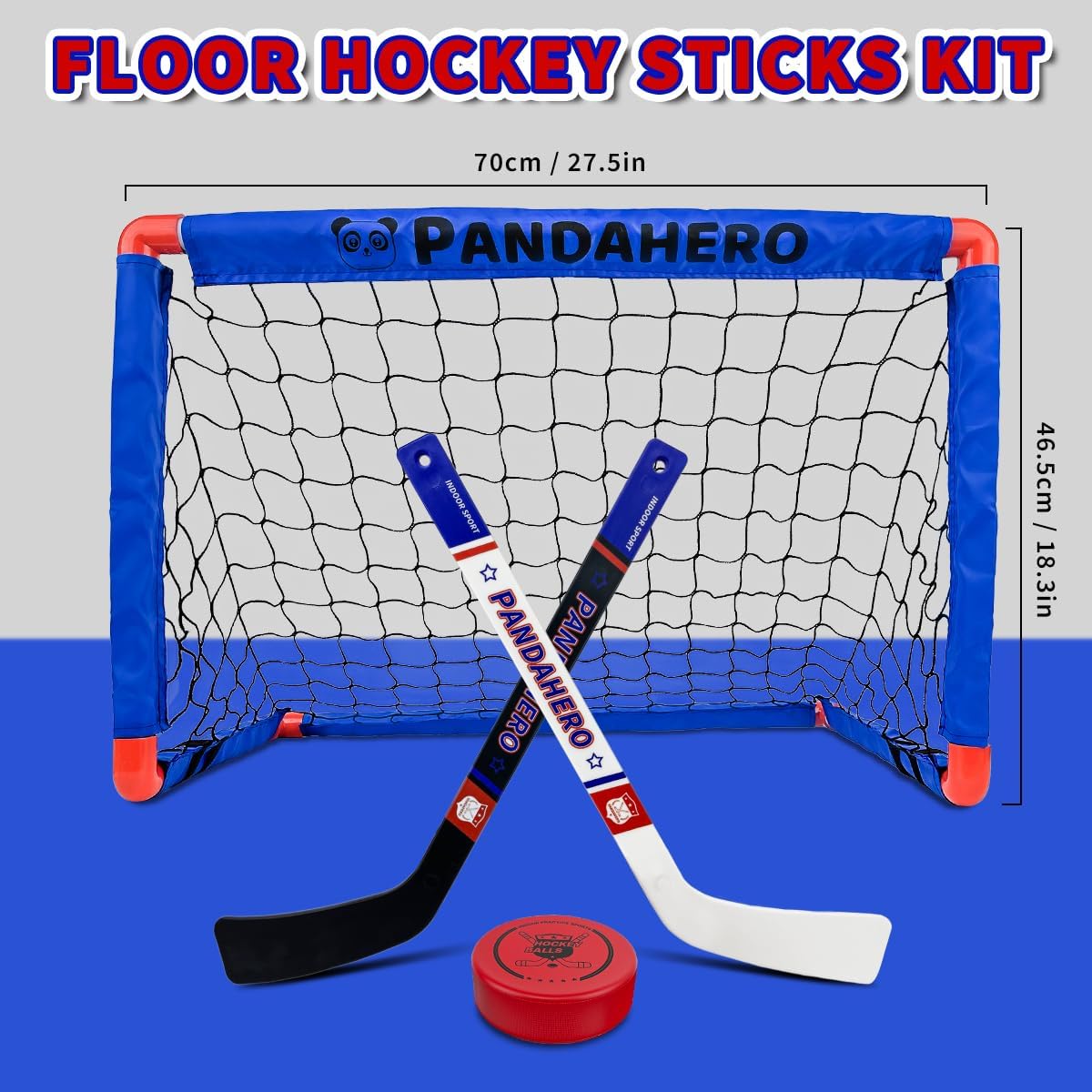 Pandahero Knee Hockey Rink Set,Christmas Stocking Stuffers Hockey Gifts for Kids,Full Hockey Rink Set with 2 Hockey Net 4 Hockey Sticks 6 Hockey Balls