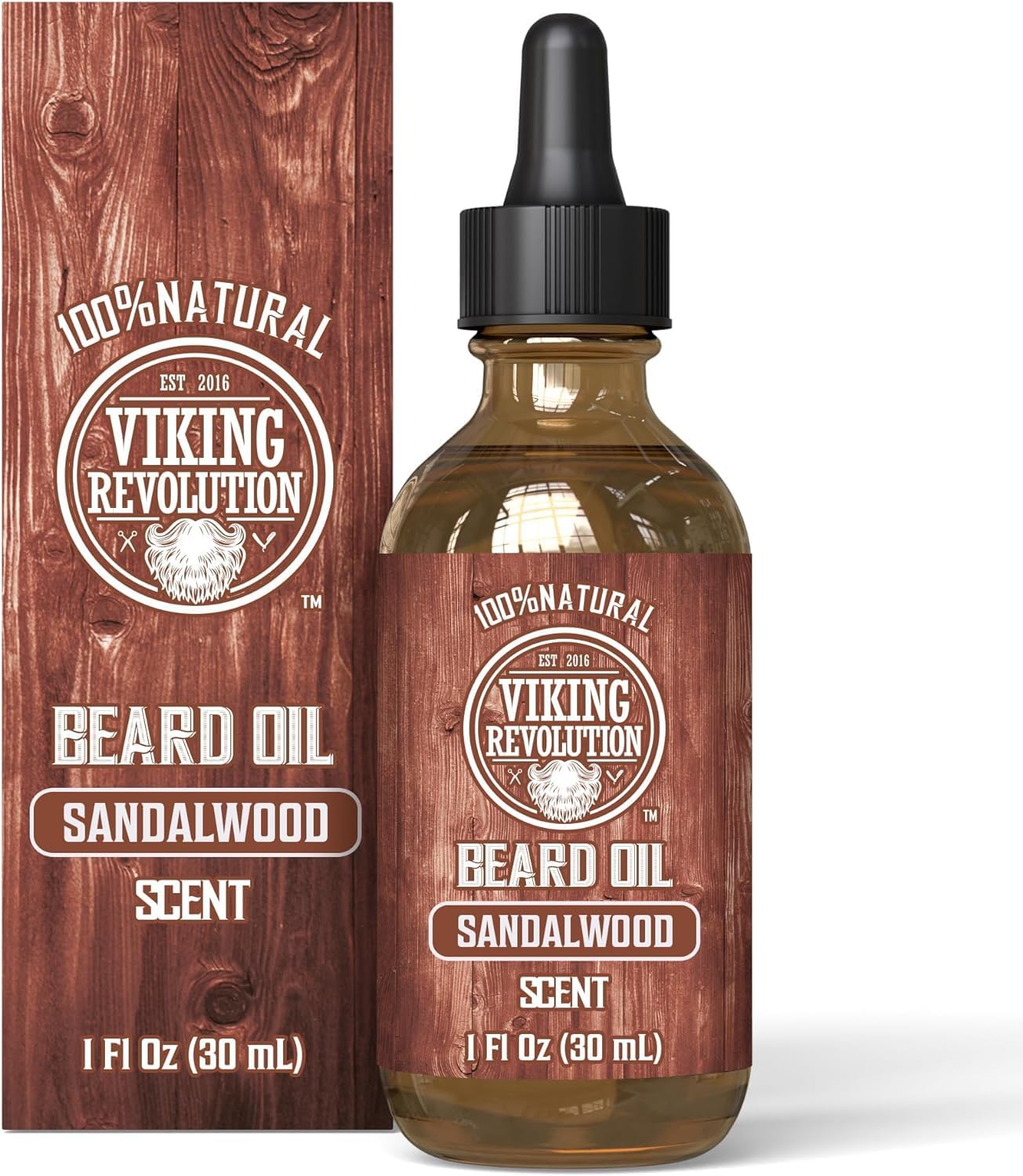 Beard Oil Conditioner - All Natural Sandalwood Scent with Argan & Jojoba Oils - Softens & Strengthens Beards and Mustaches for Men (Sandalwood, 1 Pack)