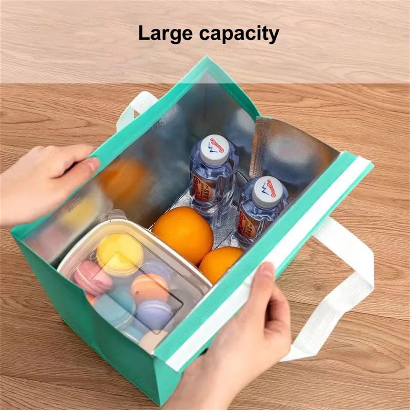 Bolsa IsotéRmica Para Comida 25 bolsas de tela no tejidas for el almuerzo, cajas de tela portátiles for alimentos, pasteles, bebidas, bolsas reutilizables for mantener el calor y el frío Termica Porta