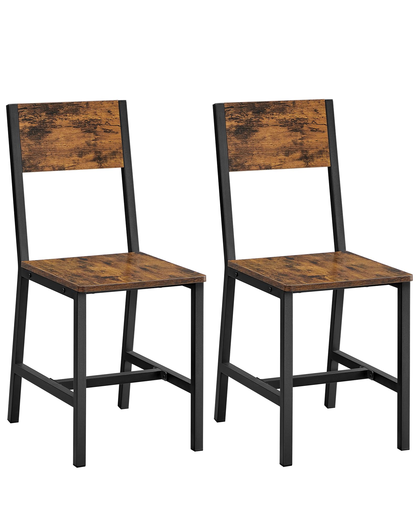 VASAGLE Dining Chairs, Kitchen Chairs, Set of 2, Metal Frame, for Dining Room, Living Room, Kitchen, Vintage Brown and Ink Black LDC092B01V1