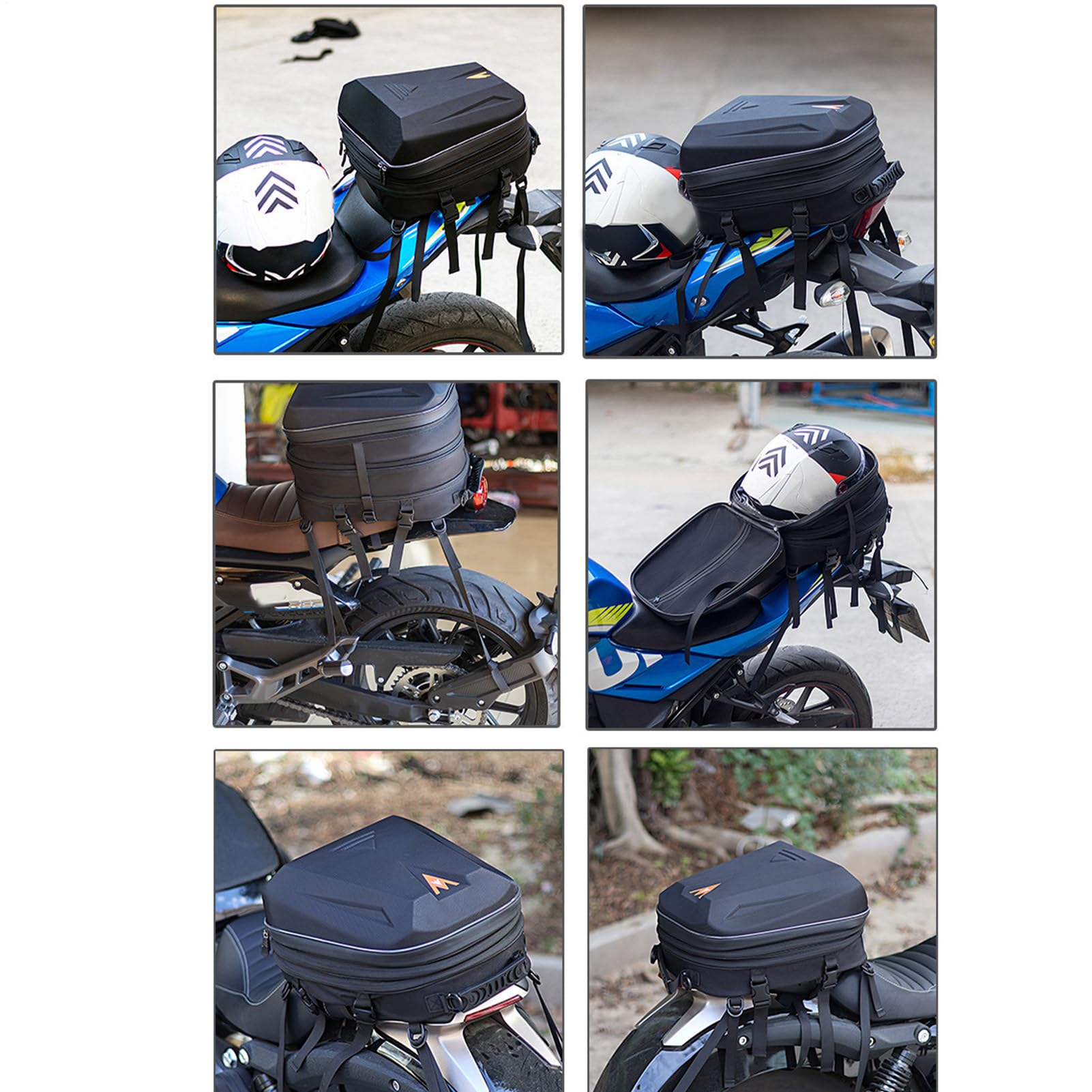 Générique Torba motocyklowa - rozciągliwa 20L-28L torebka twarda obudowa, wodoodporna kieszeń na sprzęt motocyklowy | na skuter motocyklowy, turystyka, trasa, jazda