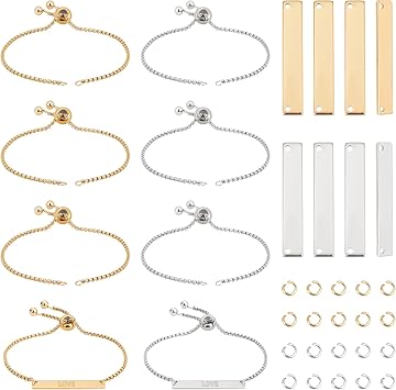 UNICRAFTALE 2 Colors 8 Sets Engravable DIY Bracelet Kit