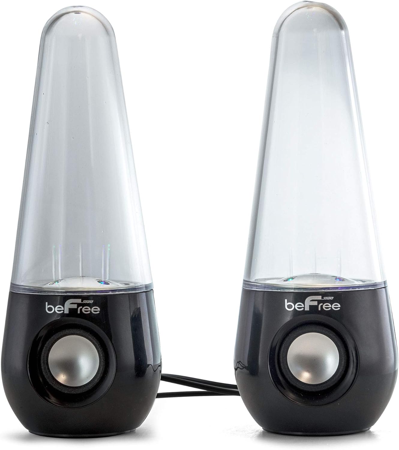 beFree Sound Bluetooth LED Dancing Water Multimedia Speakers in Black, (BFS-Shelf Speaker)