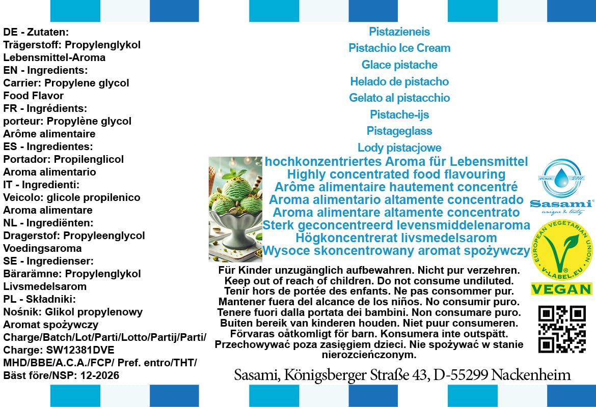 Helado de pistacho aroma concentrado - Vegano - Sasami - 10ml