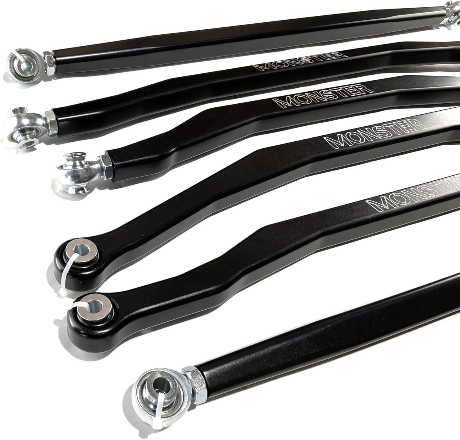Monster Performance High Clearance Rear Radius Rod Set for Can-Am 72" Maverick X3 Turbo R RR XMR XRS XRC 2019-2023 Precision Machined Improve Stability Anodized 6061-T6 Aluminum Alloy Set of 6