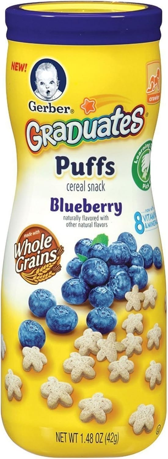 Gerber Graduates Puffs Cereal Snack Blueberry 1.48 oz Baby