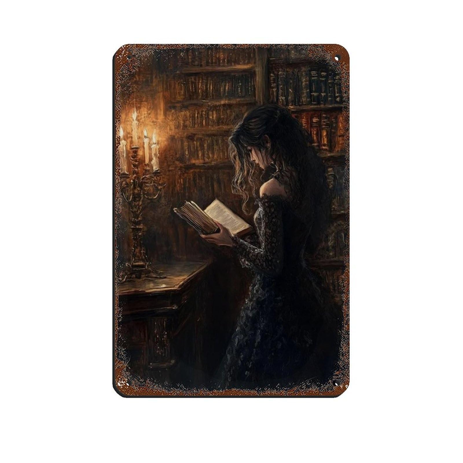 Victorian Woman Reading Bookish Art (2) Tin Sign Vintage Metal Pub Club Cafe Bar Home Wall Art Decoration Poster Retro 8x12inch(20x30cm)