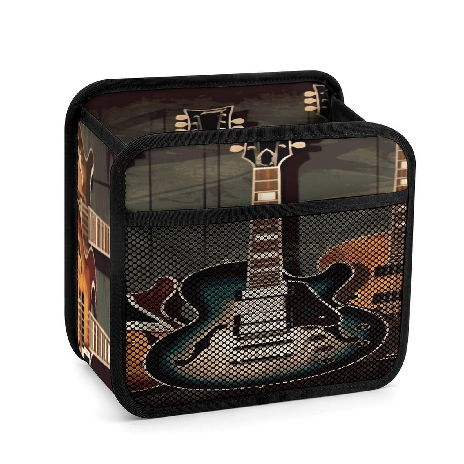 Btcowzrv Style Guitars Art Car Seat Back Organizer, Pu Leather Hanging Backseat Car Organizer With Elastic Mesh Pocket, Storage Bag For Most Vehicles