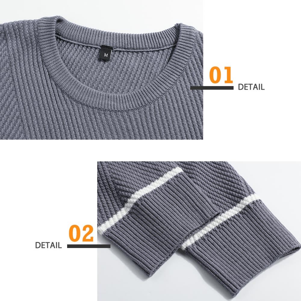 Genfien Jersey para Hombre Jersey de Cuello Redondo Jersey de Punto para Hombre Básico Cálido