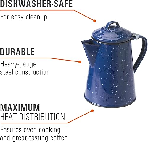 Vista 4 de GSI Outdoors Cafetera esmaltada para almacenar café caliente, té para campamento y granja, 8 tazas