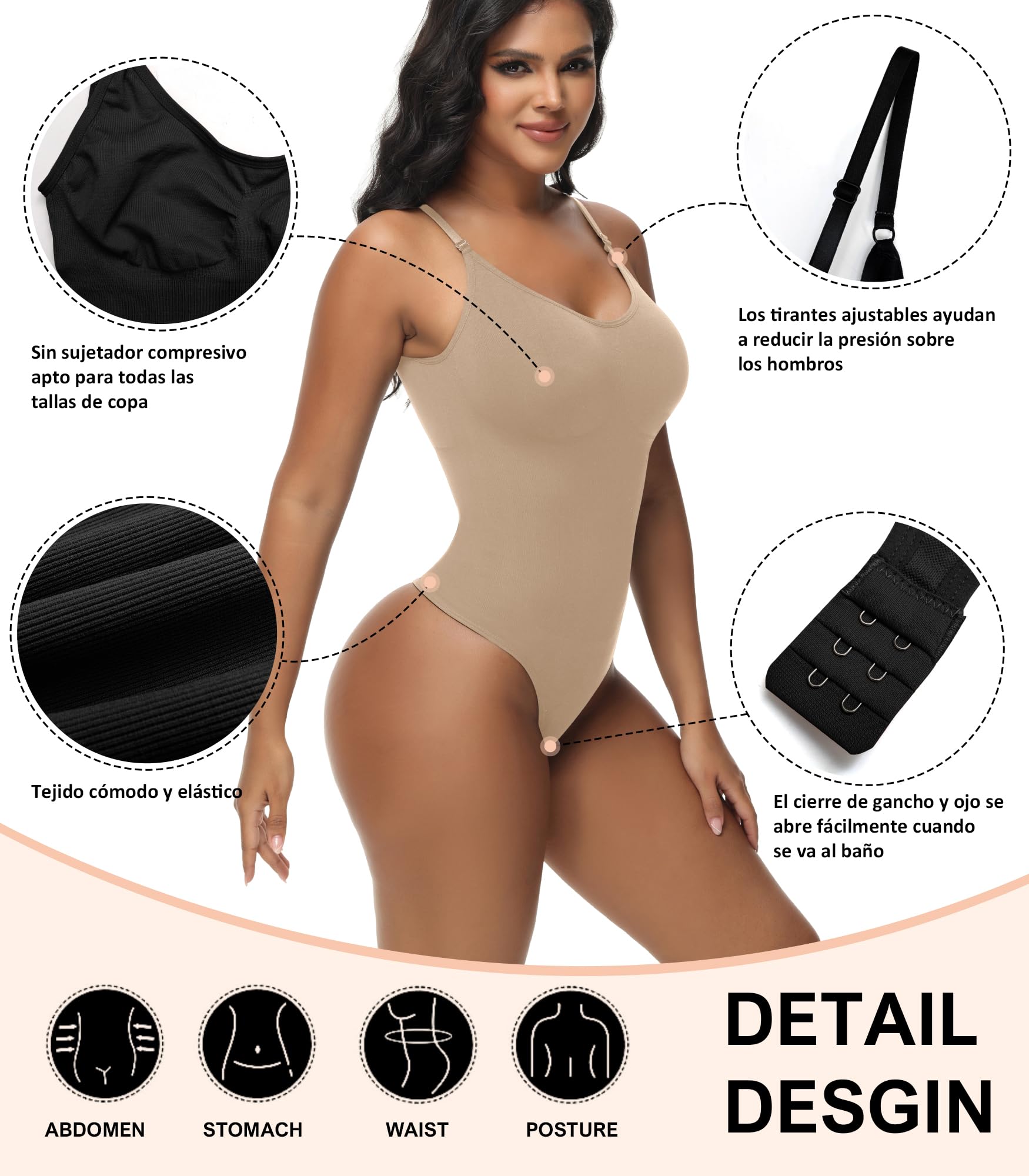 Body Contenitivo Modellante Donna Shapewear Bodysuit Guaina Contenitiva Donna Snellente e Versatile con Materiali Traspiranti e Tracolla Regolabile