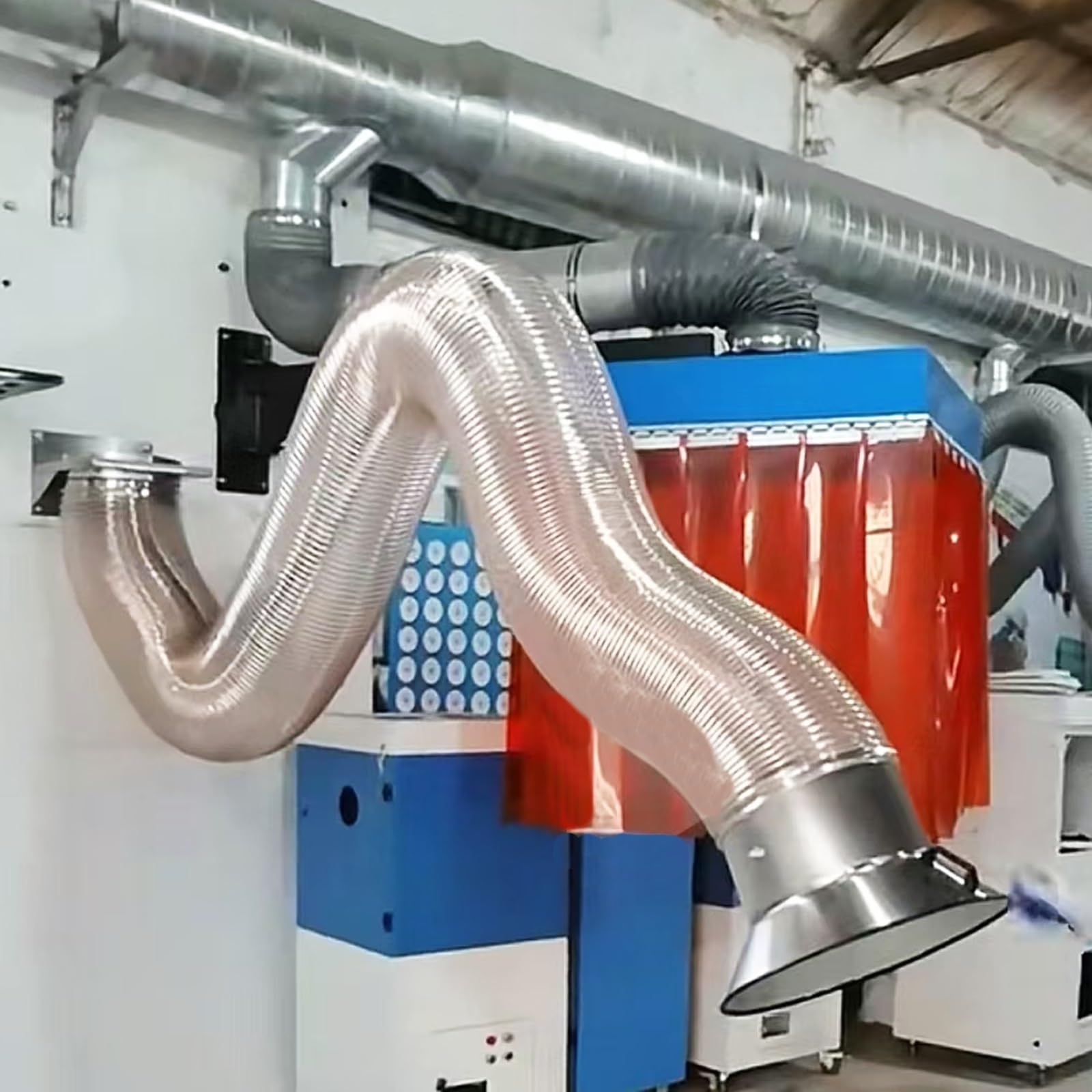 Tubo Flexible Tubo Flexible De Poliuretano De 300 Cm Para Recolección De Polvo, Manguera Recolectora De Residuos Con Abrazaderas De Acero Inoxidable Para Aspiradoras De Taller(Dia 95mm(3 3/4 in))
