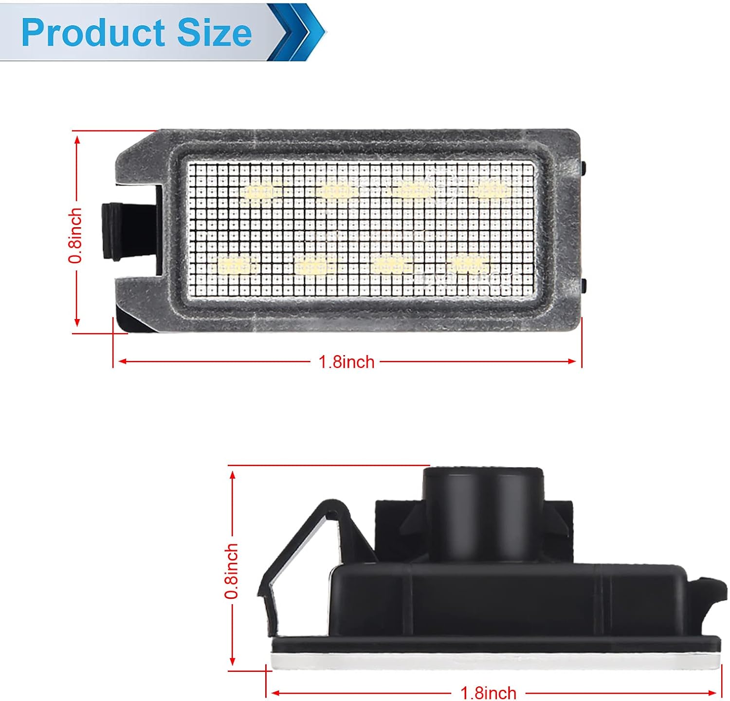 LED License Plate Light Lamp Assembly Compatible with 2014-2021 Grand Cherokee WK 6000K White, Pack of 2