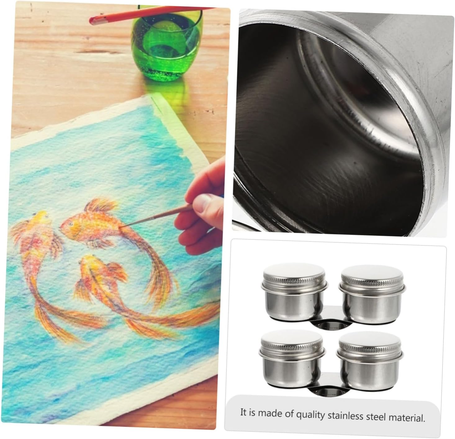2 Pcs Stainless Steel Oil Palette Cups Lid Brush Washer for Oil Painting Metal Paint Brush Cleaning Basin Clip for Artists