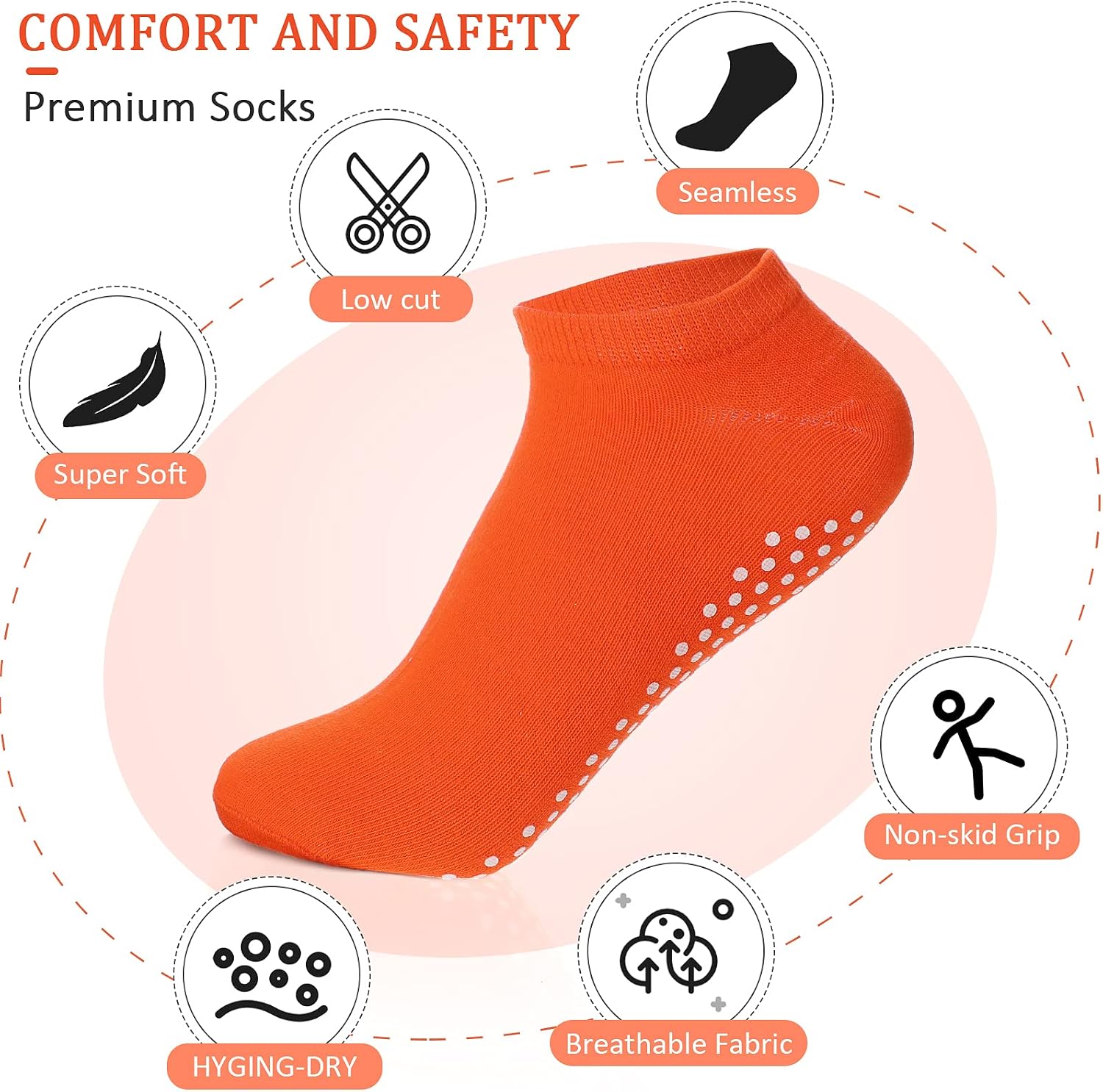 Geyoga 13 Pairs Pilates Grippers Socks for Women Non Skid Yoga Ballet Barre Non Slip for Men House Sports
