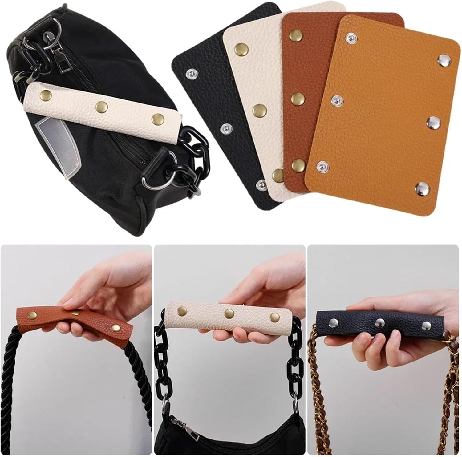 Leather Handle Wrap, 10pcs Anti-stroke Leather Cover Luggage Handle Wrap Bag Handle Protective(Brown)