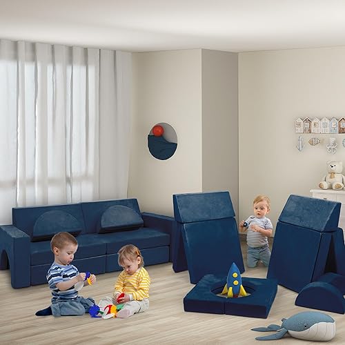 Miniatura 7 de Betterhood Sofá modular para niños, 10 piezas, sofá modular para niños, muebles imaginativos para niños creativos, muebles de dormitorio de niños