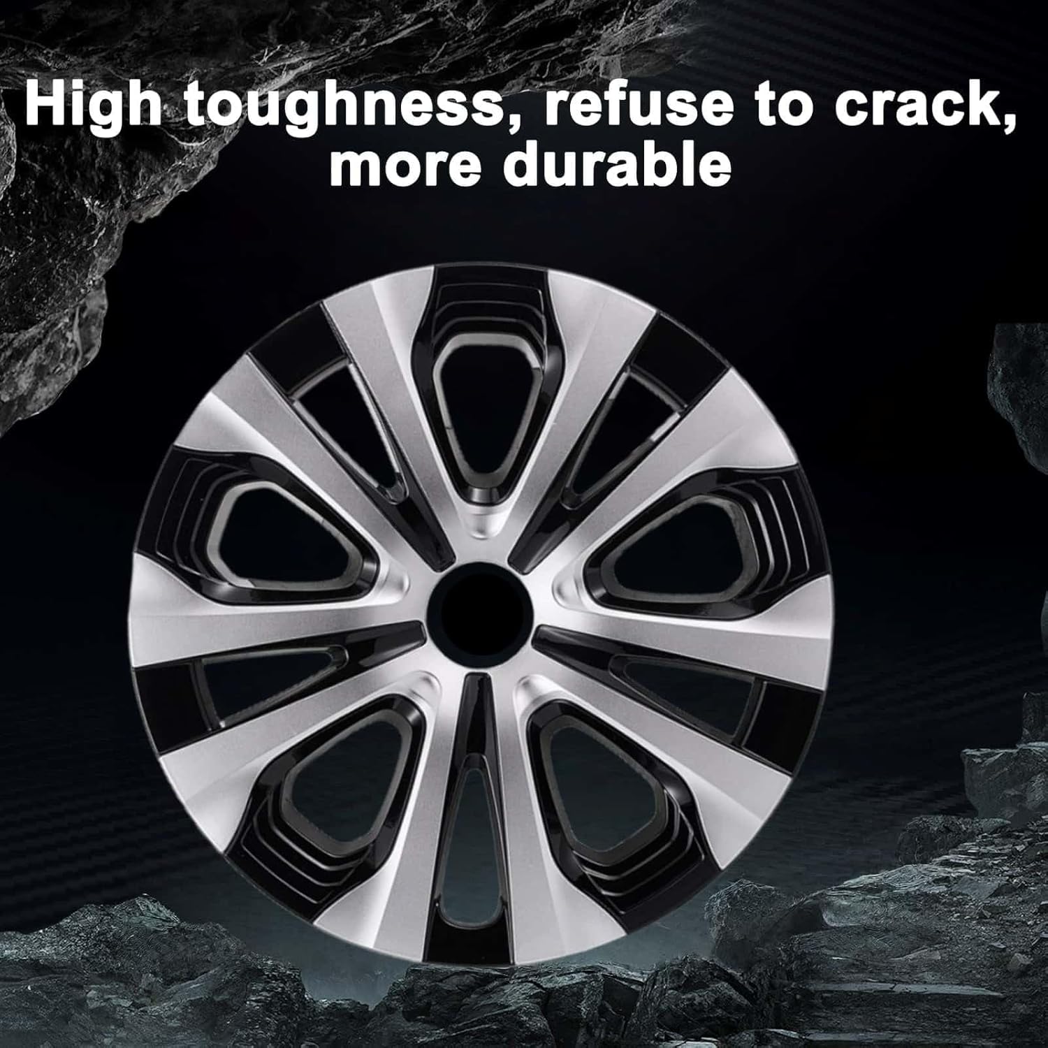 Hubcaps Wheel Covers Fit for 2016-2022 Toyota Prius & 2017-2022 Prius Prime & 2020-2024 Corolla Hybrid Wheel Rim Covers, Snap On Installation (15-inch Set of 4 Pcs) (Silver&Black)