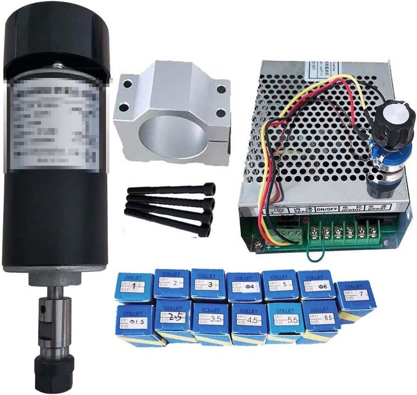 Spindle Kit Air Cooled 0.3kw spindleMotor Kit ER11 Chuck 300W Spindle Motor +/Power Supply Speed Governor for Engraving (Color : Package 3) (Package2)