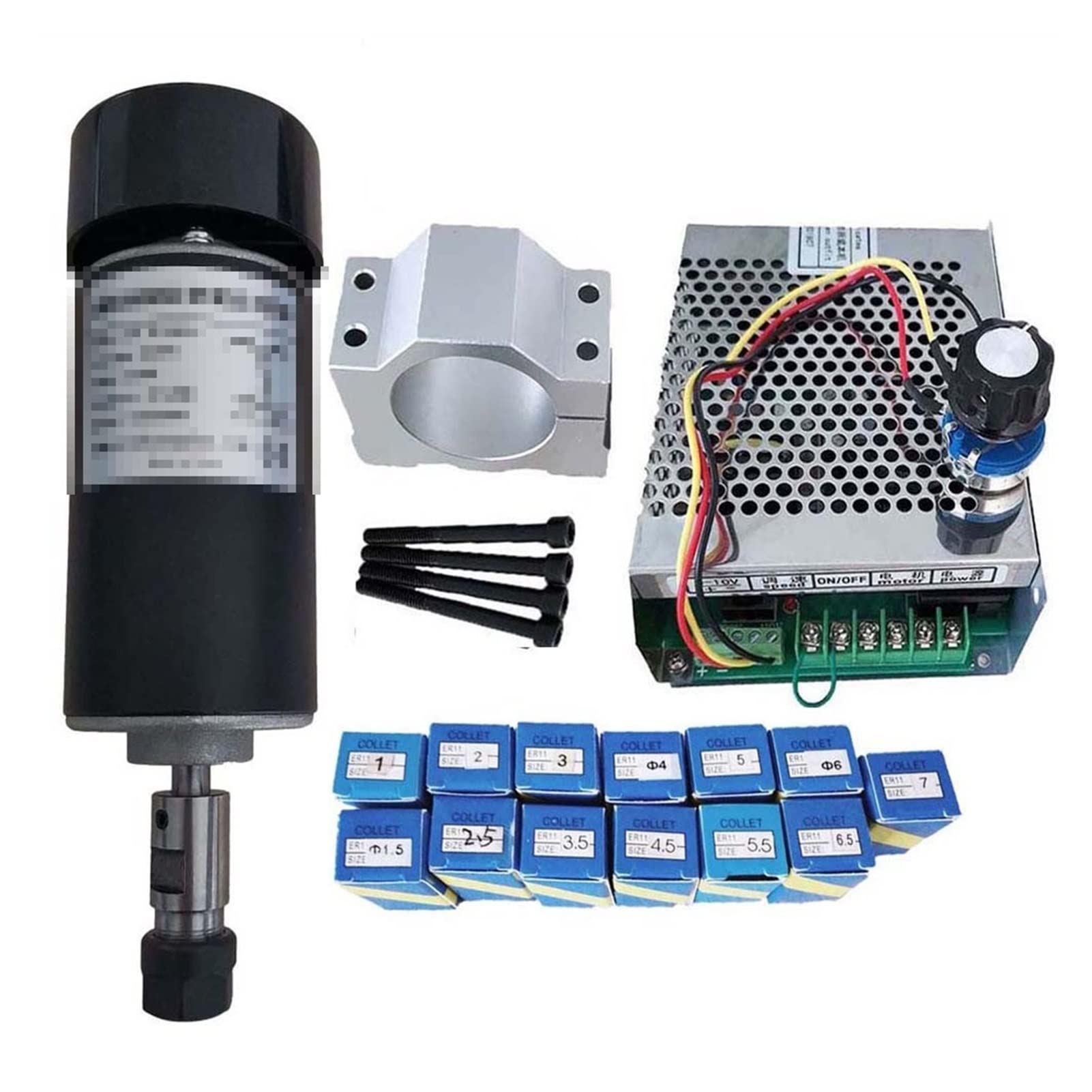 Moteur broche CNC 300W refroidi par air avec alimentation et mandrin ER11 kit complet