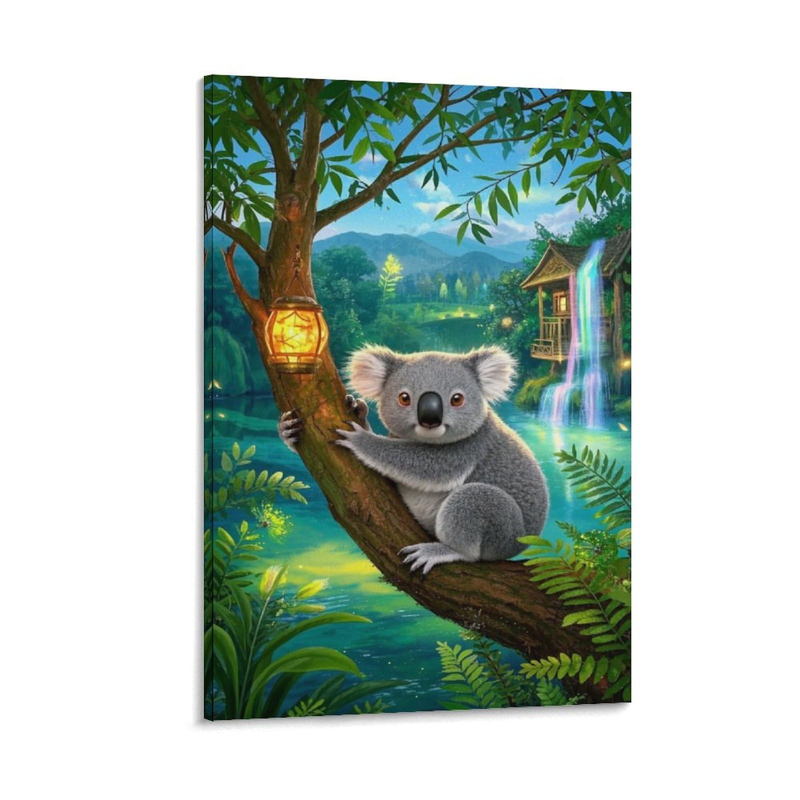 TJLROUVNK Koala Wall Decor Jungle Tree Oil Paintings Canvas Prints Decorations ﻿ Giclee Canvas Pictures Artwork for Bathroom Bedroom 12x18inch(30x45cm)