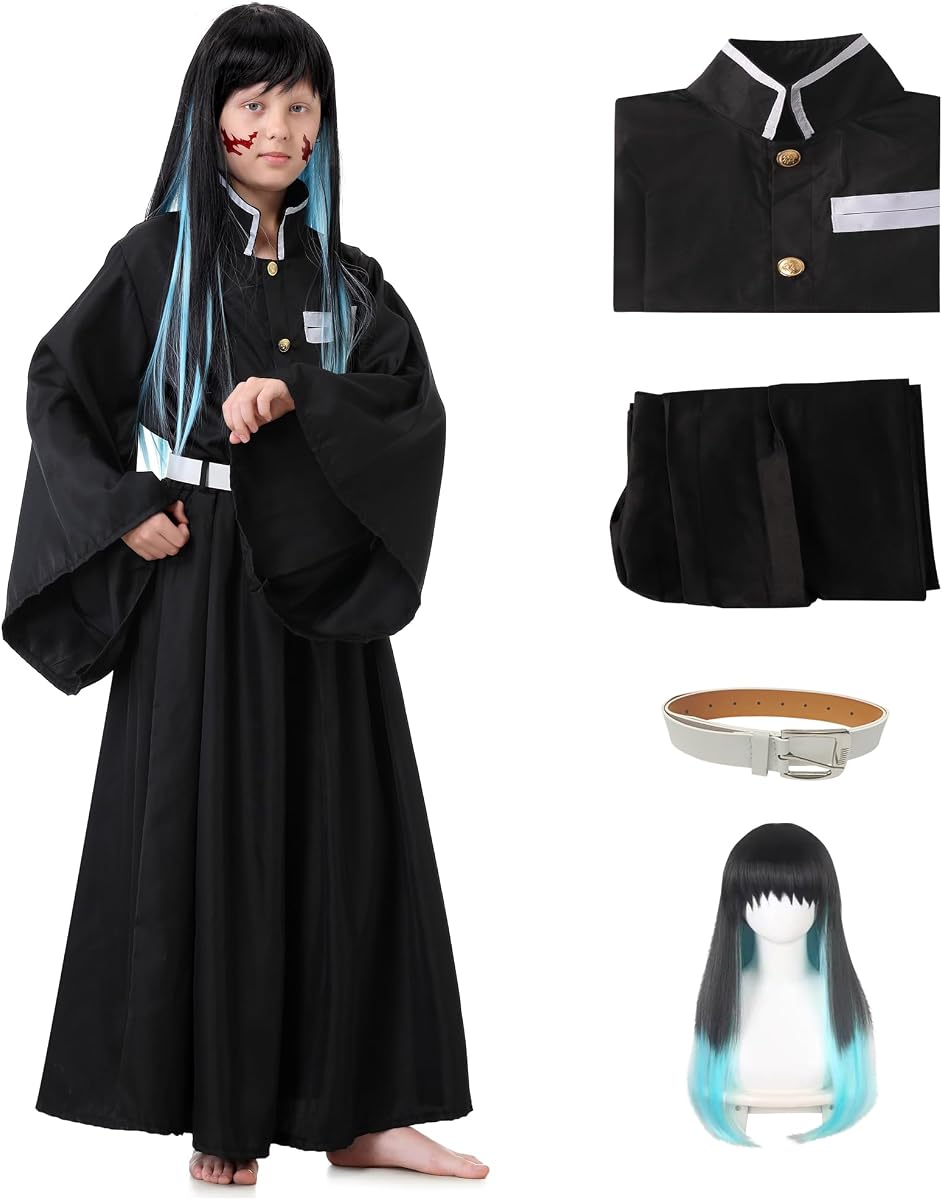 Muichirou Cosplay Costume Halloween Kimono Uniform Full Set Adult Dress up Outfits Costume with Wig