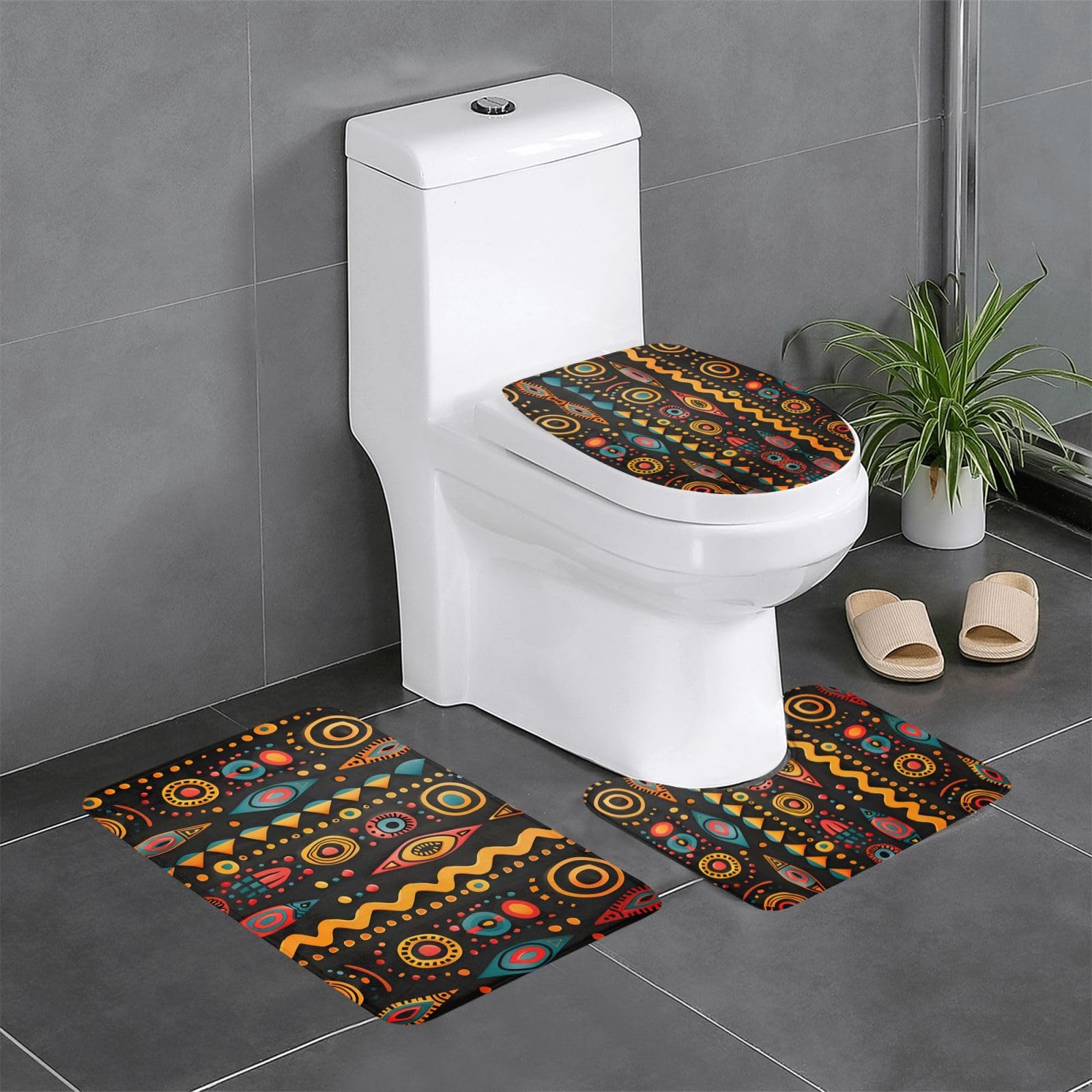 Tapis de salle de bain antidérapant ethnique pour sécuriser votre sol WC