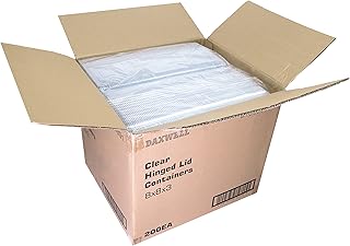 Daxwell 8 x 8 x 3 Inch Hinged Clamshell Plastic (OPS) Take Out Containers, Microwavable, E10005891 (Case of 200)