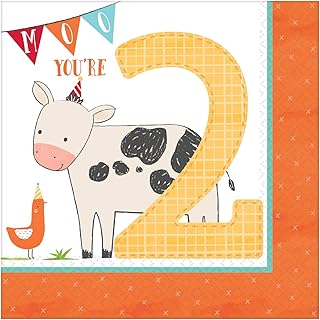 Barnyard 2nd Birthday Luncheon Napkins - 6 1/2