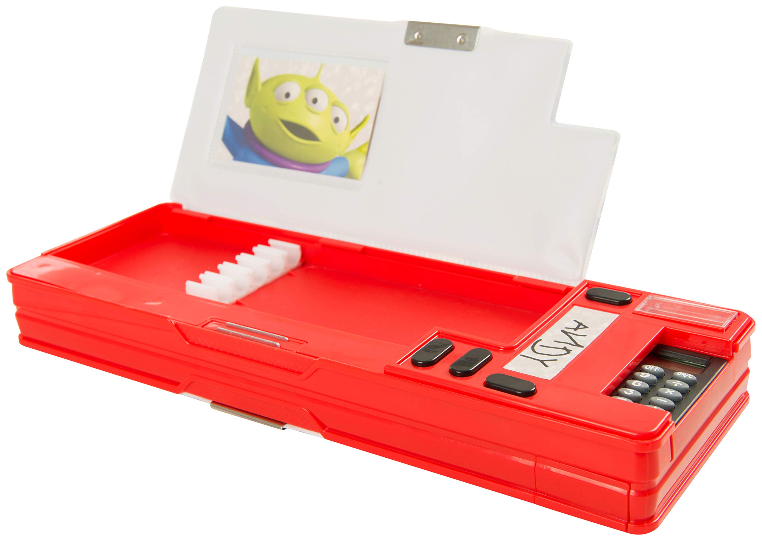 Disney Toy Story Red Pencil Case with Compartments Double Sided Hardtop Shell 26 x 9 cm Kids School Stationery Pen Organiser for Boys and Girls Featuring Cartoon DVD Heroes Woody Buzz Lightyear - Image 2