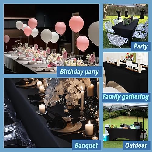 Miniatura 7 de Fundas de mesa de elastano negro para mesas de 6 pies, protector de mantel elástico rectangular universal de 6 pies, lavable y resistente a las