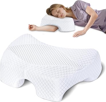 SAHEYER Side Sleeper Pillow with Arm Hole, Memory Foam Shoulder Pillow, Multi-Angle Armholes for Many Sleeping Positions, Ergonomic Support for Neck White