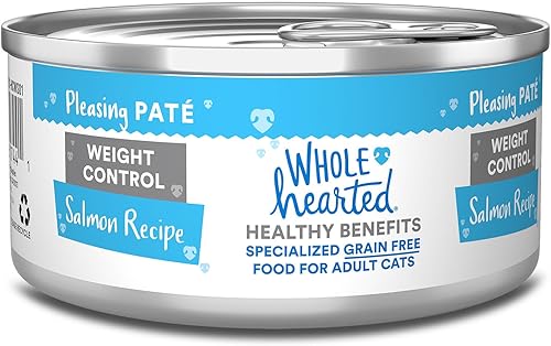 WholeHearted Weight Control Receta de salmón alimento húmedo para gatos adultos, 5.5 onzas, caja de 24