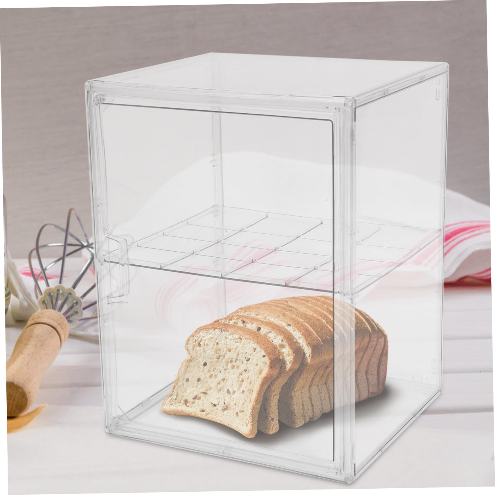 Cabilock Contenedor De Cocina Para Almacenar Pan Contenedor De Doble Capa Transparente Caja Para Alimentos De Cocina