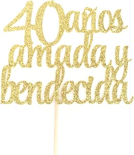 Atelier Elegance 40 Anos Amada y Bendecida Cake Topper, 40 Years Loved & Blessed Cake Topper, 40th