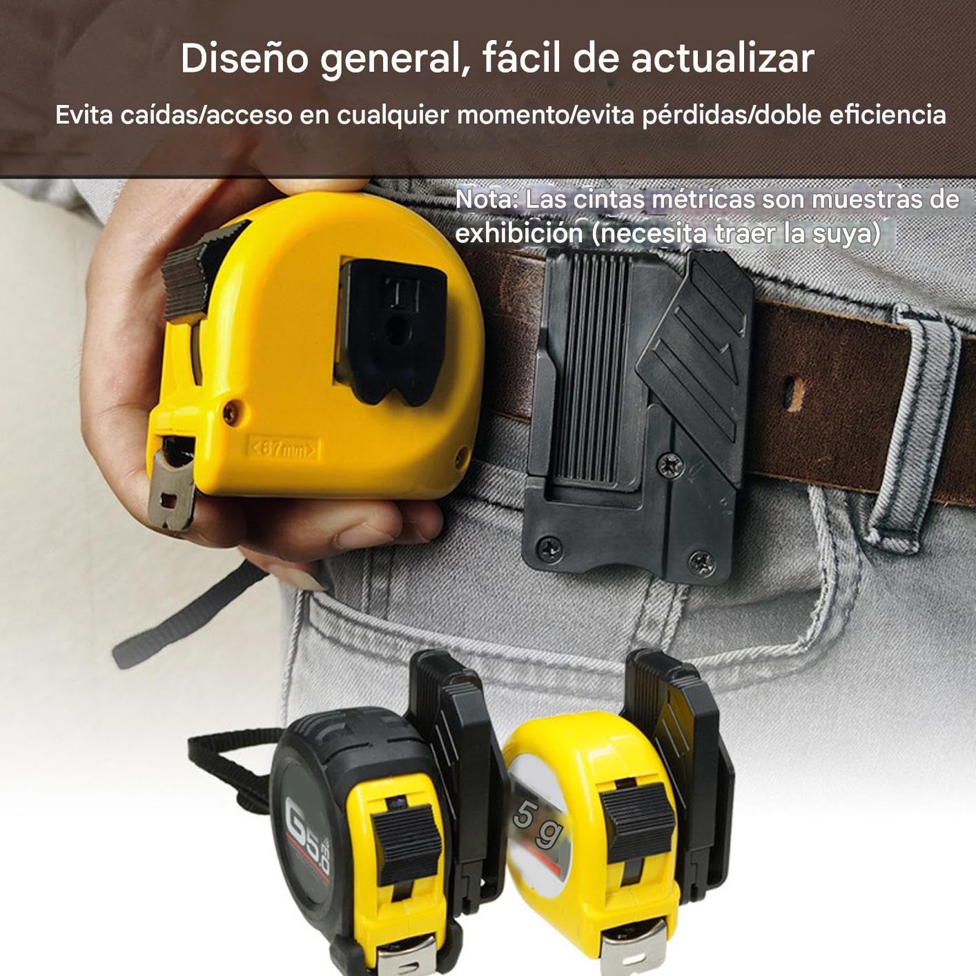 Sujetador Para Cinta Métrica con Clip Organizador | Funda con Gancho para Herramientas de Carpintería
