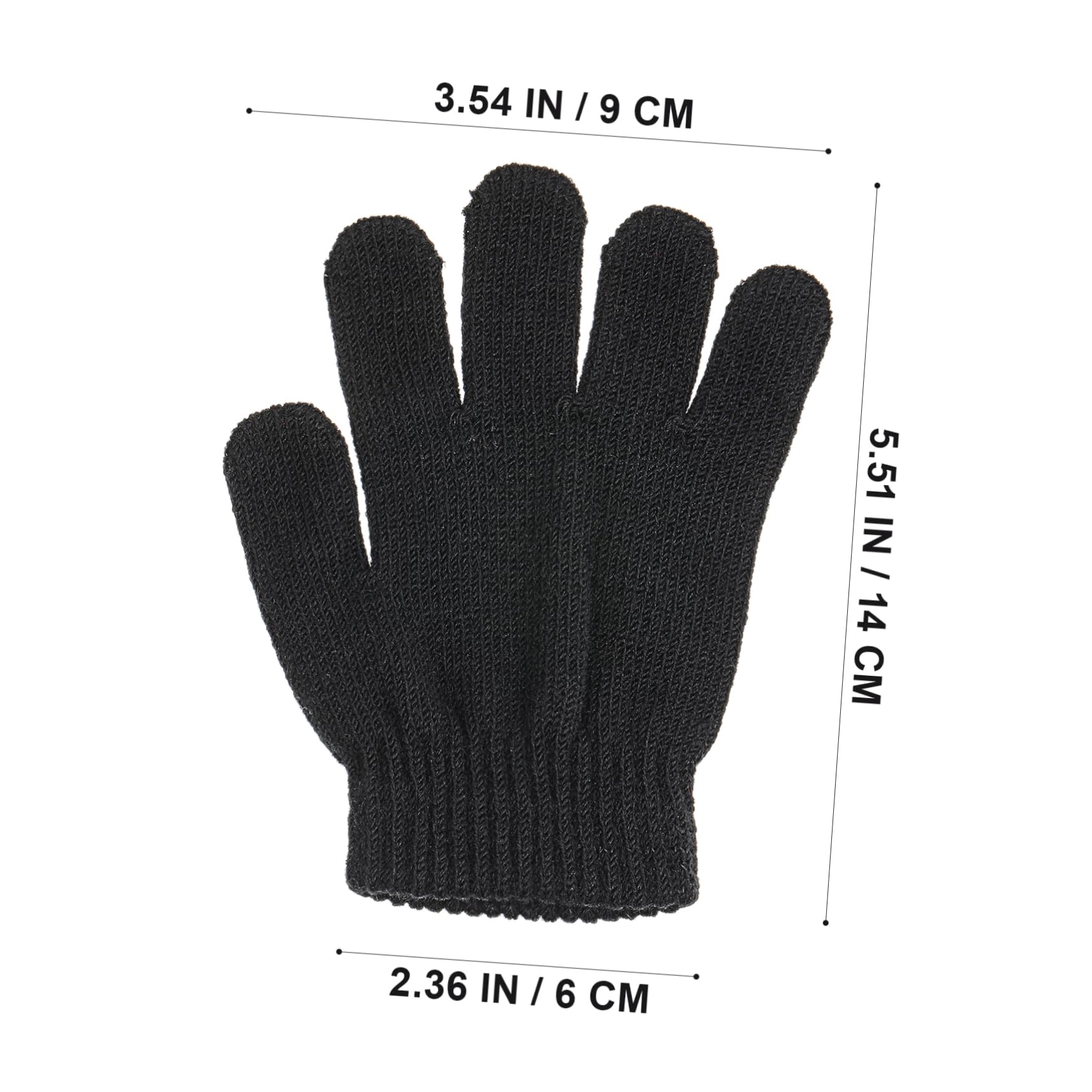 Guantes Calientes de Punto Negro para Niños de 4 a 12 Años Guantes de Cinco Dedos Cálidos para Exterior y Uso Escolar Tejido Elástico Ajustable