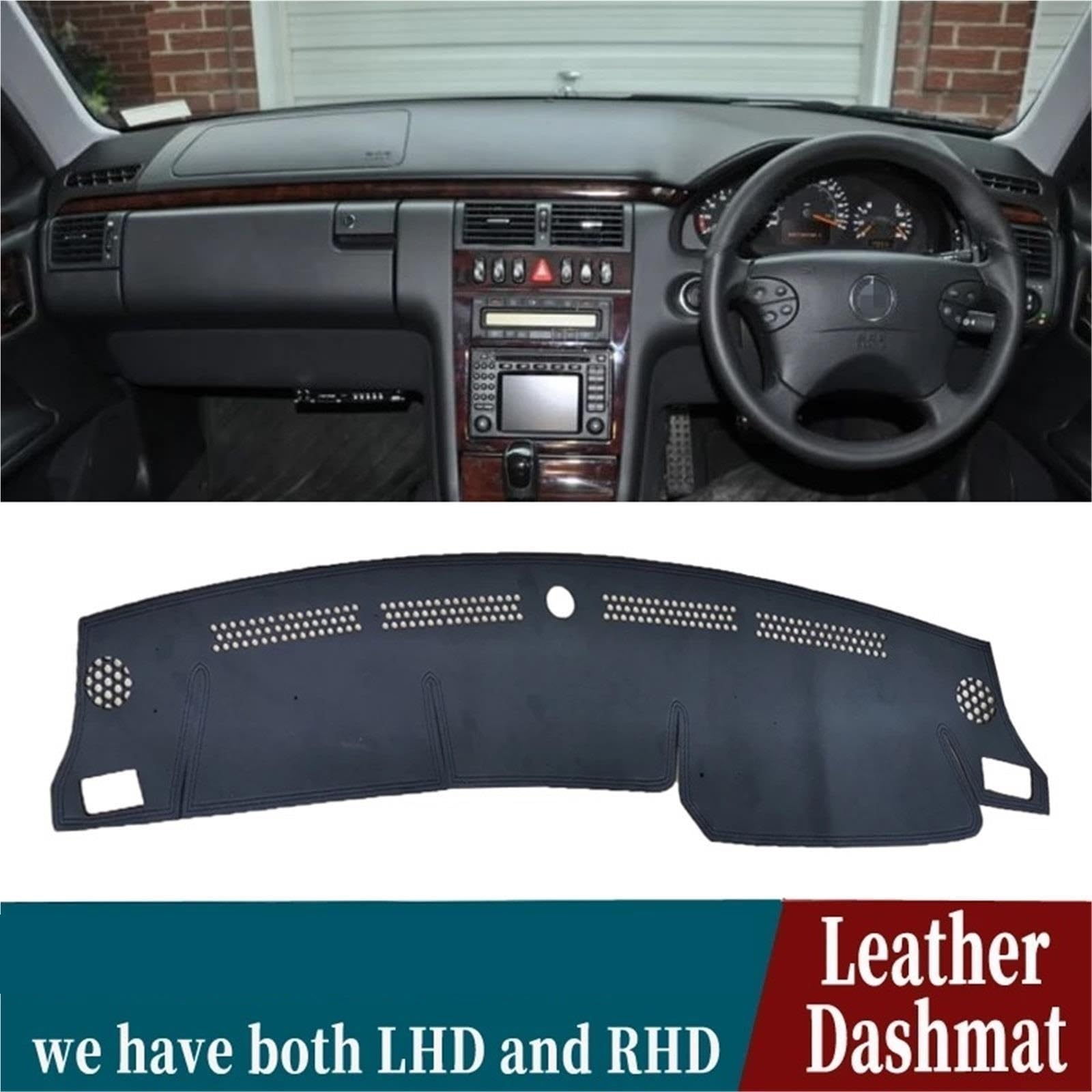 Pokrowiec na deskę rozdzielczą samochodu Pasuje do Mercedes-Benz E Klasa W210 E280 E300 E400 1996-2003 PU Skóra Dashmat Dashboard Cover Mat Carpet(A)