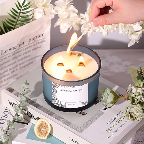 Miniatura 29 de Paquete de 6 tarros de vela de vidrio con tapas (16 onzas, transparentes) – Tarros de vela grandes para hacer velas de 3 mechas – Tarros de velas