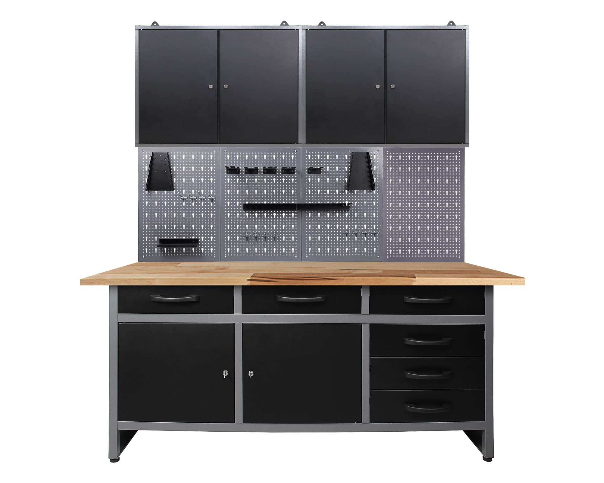Ondis24 Werkstatteinrichtung 160 cm breit, Werkbank, Werkzeugschrank, Werkzeugwand