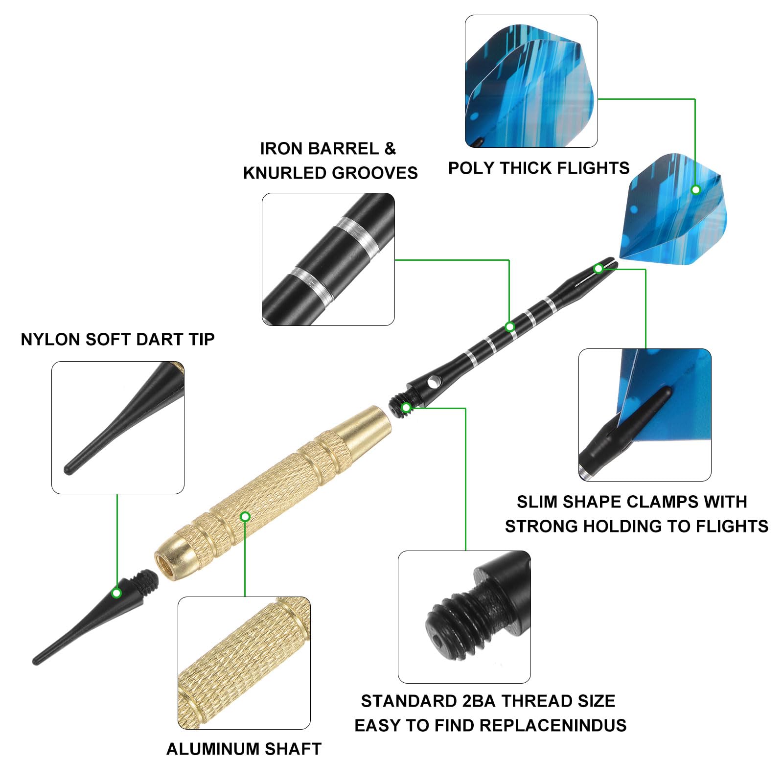 MageRabbit CL04 Punte Morbide Per Freccette, 30 Pezzi In Plastica, Filettatura 2BA, Accessori Per Bersaglio Elettronico, Punte Di Ricambio