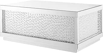 48 Inch Rectangle Crystal Coffee Table in Clear Mirror Finish