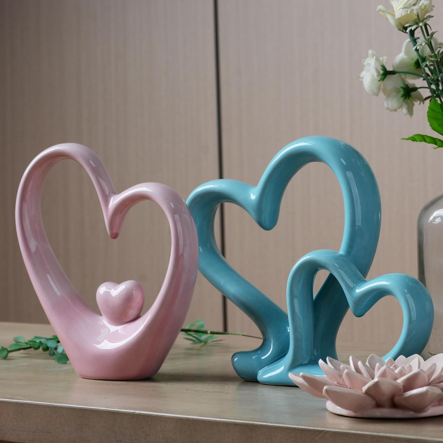 HAUCOZE Home Decor Modern Sculpture Arts Heart Gifts Collectible Figurines Bookshelf Desktop Statue Ceramic Crafts 6.7 inch - Image 11